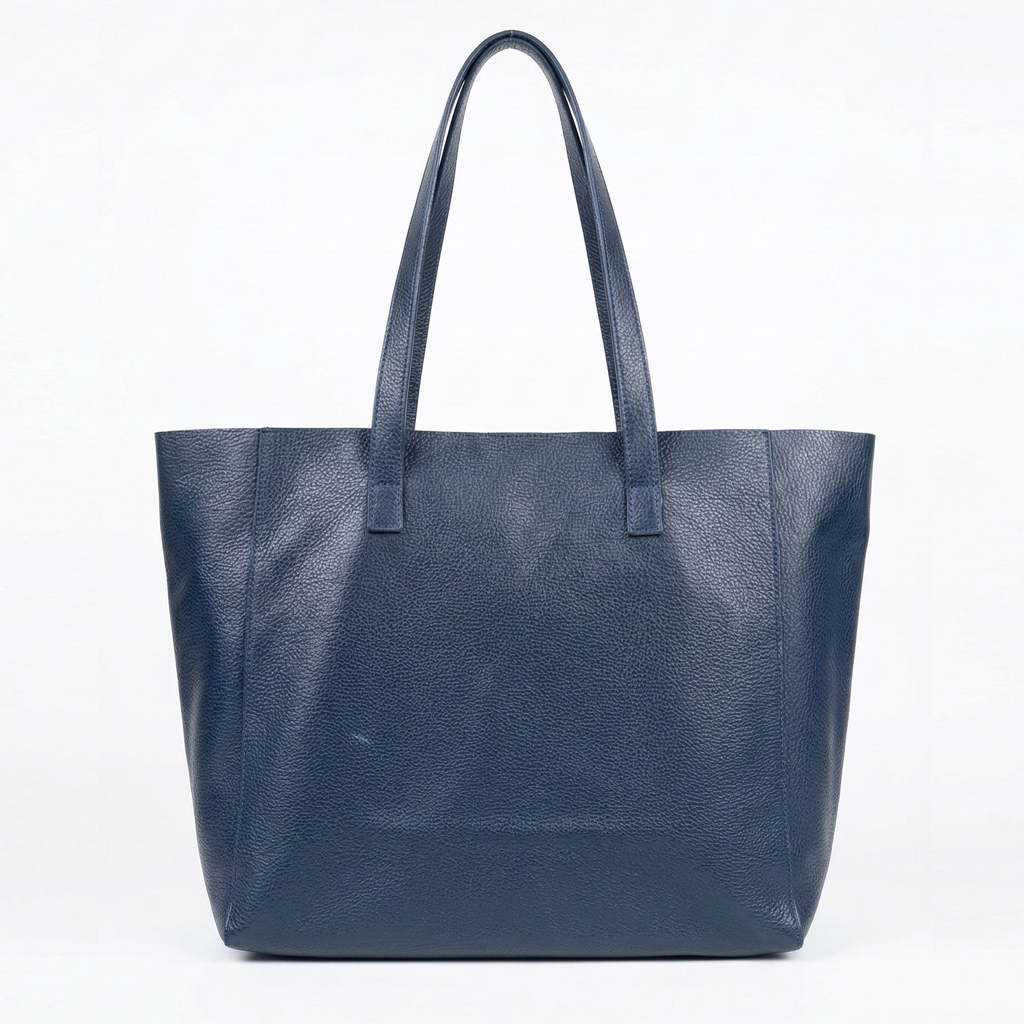 Totebag Azul marino 100% Cuero Vacuno