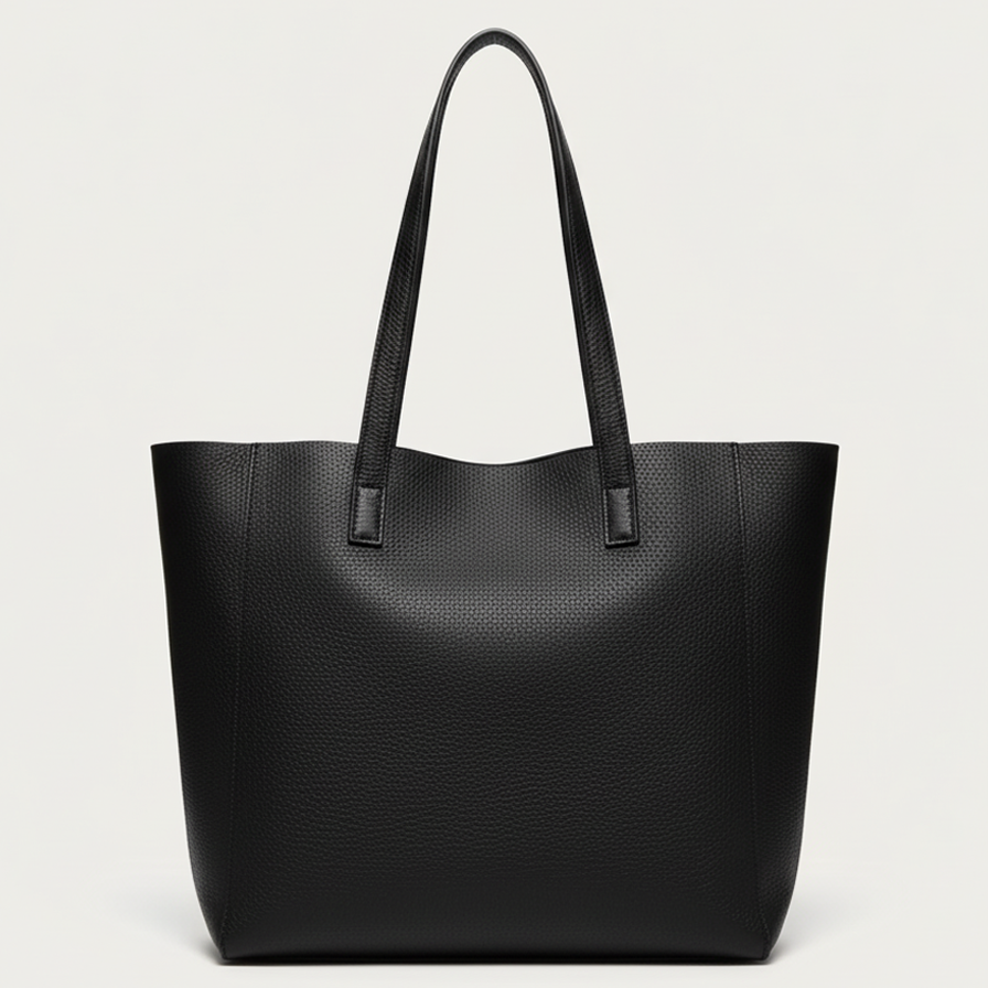 Totebag Negro 100% Cuero Vacuno