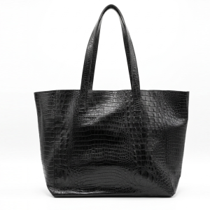 Totebag Negro Croco 100% Cuero Vacuno