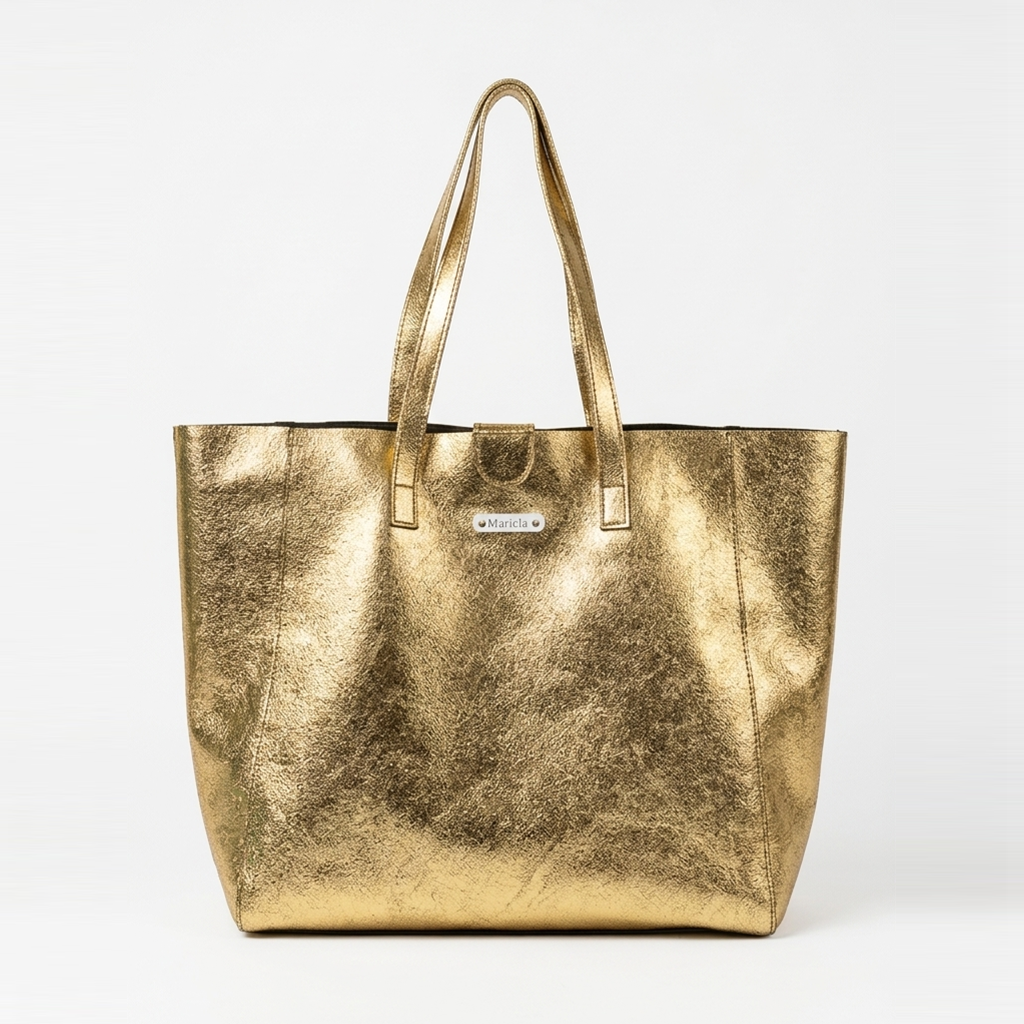 Totebag Mariela Classic 100% Cuero Vacuno - Dorado